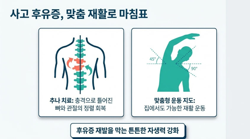 사고 후 만성 통증을 유발하는 유착 부위에 도침 치료를 시행하여 기능을 회복시키는 과정