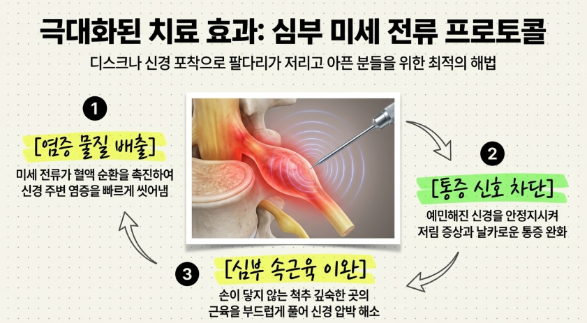 경추 신경 눌림 부위에 전침을 활용하여 심부 미세 전류를 전달하고 염증을 치료하는 방법