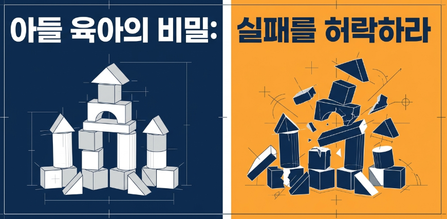 아이의 창의력 발달을 위해 실패를 허용하는 훈육 방식을 보여주는 놀이 장면