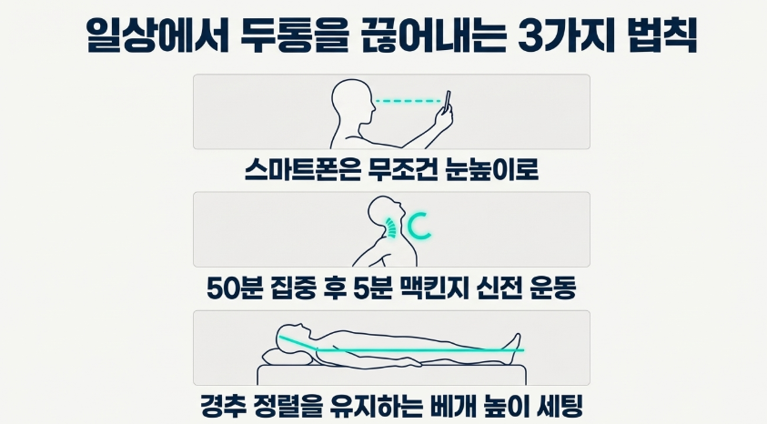 스마트폰 사용 자세 교정과 성신여대역 두통 예방을 위한 올바른 경추 스트레칭 가이드