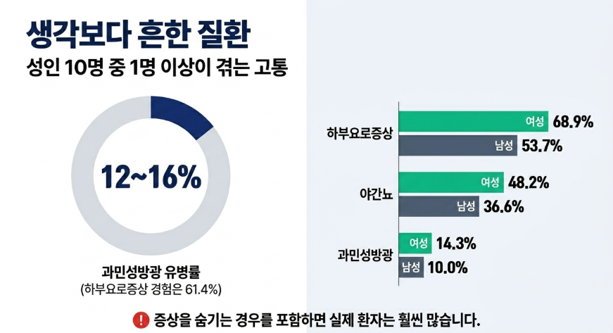 과민성 방광증상의 통계 그래프