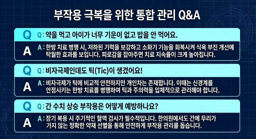 아토목세틴을 복용하는 아이들의 부모가 자주 묻는 질문들