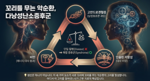 다낭성난소증후군 원인인 대사증후군과 악순환 고리 이미지