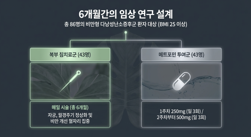 다낭성난소증후군 침치료 효과를 메트포민과 비교한 비만 개선 연구 데이터
