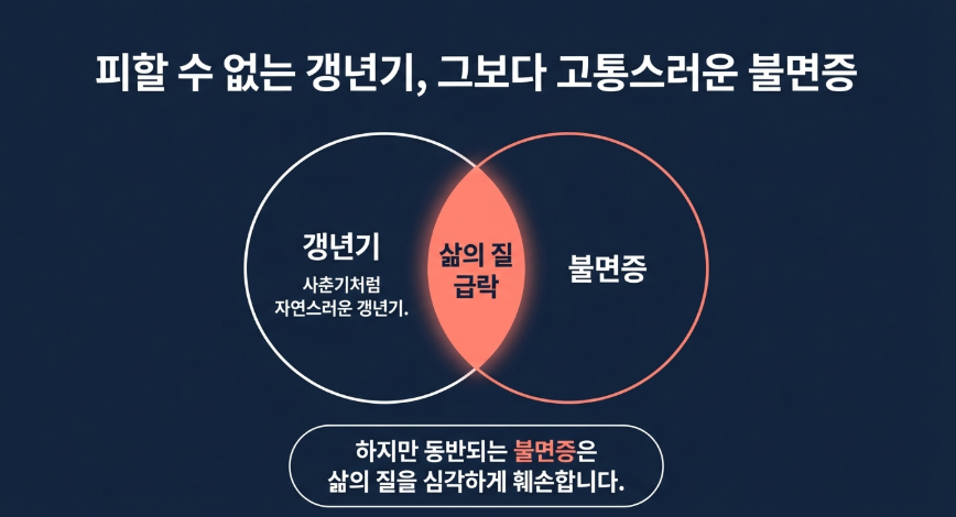 갱년기 불면증 침치료가 효과적인 이유는 삶의 질과 연관된 문제라는 도표 이미지