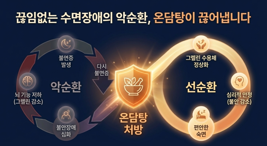 불안장애 한약이 수면과 불안 둘다 치료가 가능한 이유를 나타낸 기전 그래프