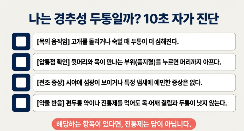 성신여대 두통에서 경추성 두통을 자가로 진단하는 10초 셀프체크 리스트